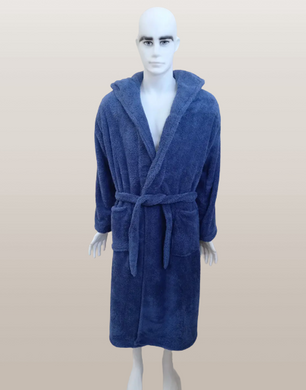 Фото Чоловічий теплий халат з каптуром велсофт Welsoft Zeron Синій
