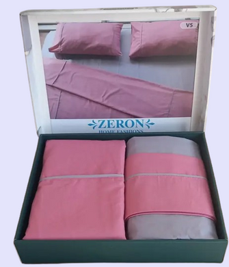 Фото Постельное белье 100% Хлопок с простыней на резинке 160х200 Однотонное Розовое