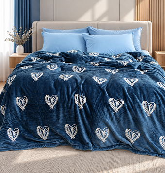 Фото Теплий плюшевий плед Wellsoft флісовий Painted Heart ТМ TAG Heart Blue ALM1902 PledVL-110