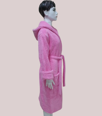 Фото Жіночий довгий махровий халат с каптуром Welsoft Zeron Рожевий