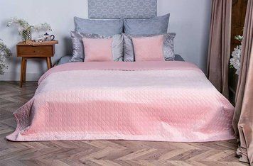 Фото Двостороннє велюровое покривало стьобане Руно Велюр Velour Rose Rose 360.55_Rose