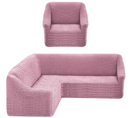 Фото Чохол для кутового дивана + крісло без спідниці Turkey № 10 Рожева Пудра