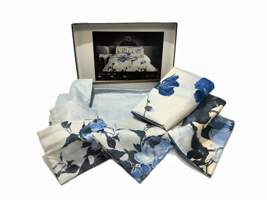 Фото Комплект постельного белья TAC сатин Delux Vella Mavi V01 Синий