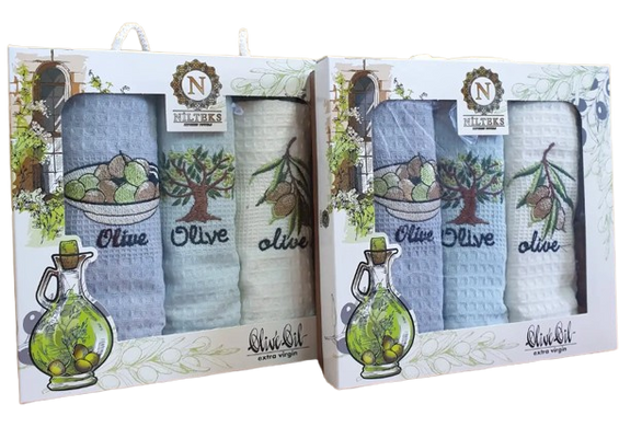 Фото Набір кухонних вафельних рушників 100% Бавовна Olive 3 шт. Олива 20198