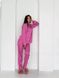 Фото №1 з 4 товару Жіночий домашній костюм Сатиновий Штани + Сорочка Абстракція Малина 142/23 Gucci малина