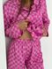 Фото №3 з 4 товару Жіночий домашній костюм Сатиновий Штани + Сорочка Абстракція Малина 142/23 Gucci малина