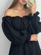 Фото №5 з 11 товару Чорна муслінова сукня з довгим рукавом 121/23 чорний