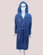 Фото №1 з 6 товару Чоловічий теплий халат з каптуром велсофт Welsoft Zeron Синій