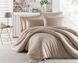 Комплект постельного белья Charlotte Stripe Satin Cappuccino простынь 180х200х30 Евро