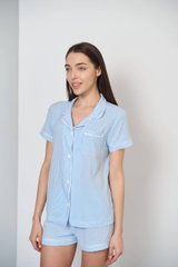 Фото Женская пижама из софта Шорты и Рубашка Голубая в полоску