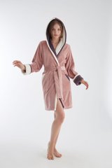 Фото Женский халат с капюшоном Бамбук Nusa Махра 4190 Розовая Пудра