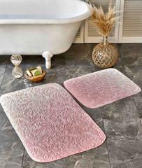 Фото Набор ковриков в ванную Karaca Home Delora Gul Kurusu Розовый