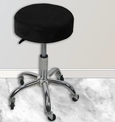 Фото Велюровый черный чехол на круглый барный стул