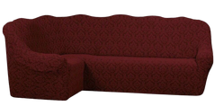 Фото Жаккардовый чехол для углового дивана Без Юбки Turkey Бордовый