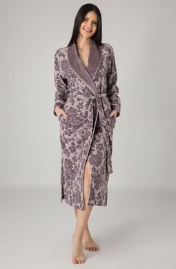 Фото Жіночий велюровий халат з жаккардовим візерунком Nusa Purple Ліловий 0443