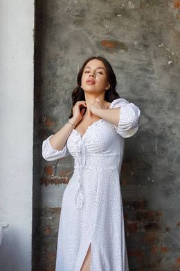 Фото Женское платье миди Софт Белый Горошек