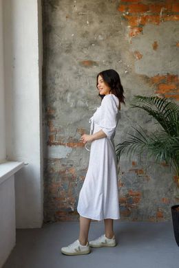 Фото Женское платье миди Софт Белый Горошек