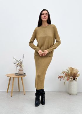 Фото Жіночий трикотажний в'язаний костюм Jolie Спідниця + Джемпер Карамель 032211-032215 032212-032216