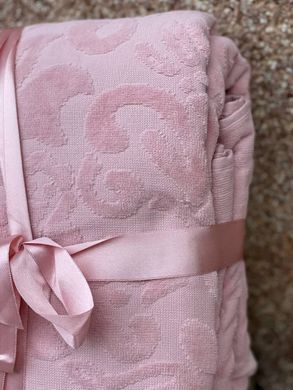 Фото Жаккардовая махровая простынь-покрывало TAC 100% хлопок Lyon Pink Розовая