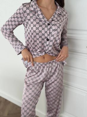 Фото Женский домашний костюм сатиновый Брюки + Рубашка Gucci