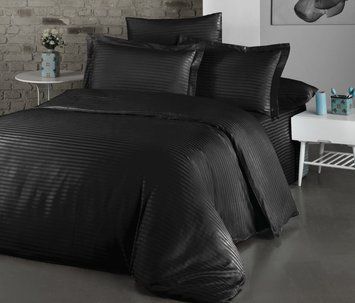 Фото Комплект постільної білизни Cotton Shine Stripe Satin Чорний хм40037