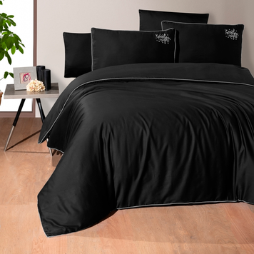 Фото Сатинова постільна білизна First Choice Deluxe Satin Dark Timeless Black 40075