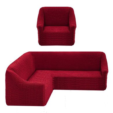 Фото Чехол для углового дивана + кресло без юбки Turkey № 3 Бордо