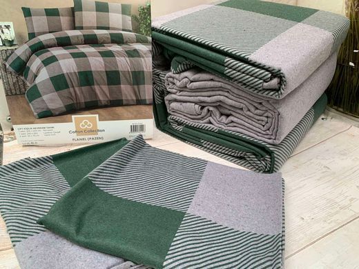 Фото Теплое постельное белье Фланель Cotton Collection Kare Green