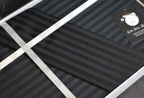 Фото Комплект постільної білизни Cotton Shine Stripe Satin Чорний хм40037