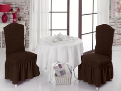Фото Универсальный натяжной чехол для стула с юбкой Turkey № 1 Шоколад