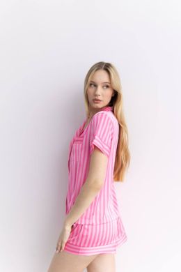 Фото Женский комплект Рубашка + Шорты Сатин Шелк Малиновый