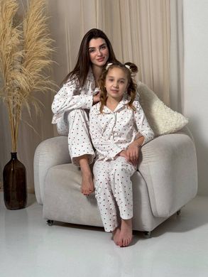 Фото Дитяча піжама фланель тепла Штани+Сорочка Біла з Червоними Серцями 214/24