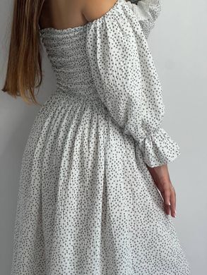 Фото Жіноча муслінова сукня міді біла в горошок V.Velika 124/23 горошок білий