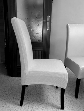Фото Набір натяжних чохлів на стільці без спідниці Evibu Трикотаж Білий 6 штук