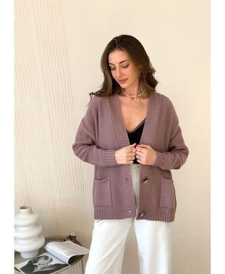Фото Вязаный женский трикотажный кардиган Casual Сухая Роза