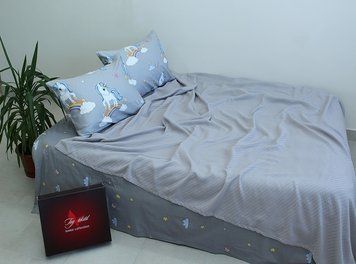 Фото Комплект постільної білизни ТМ Tag Pike Unicorn з Вафельним Піке Сірий NP-10 NP160x235-10