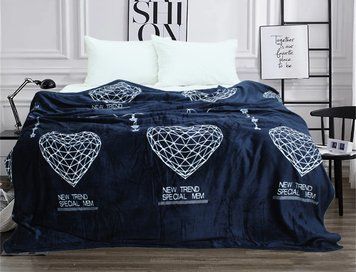 Фото Плед Wellsoft флісовий ТМ TAG Heart Dark Blue ALM1911 PledVL-119