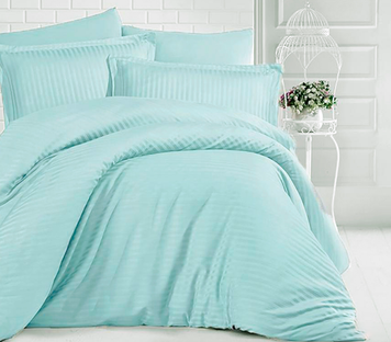 Фото Комплект постельного белья ТМ Tag Satin Stripe 100% Хлопок Мятный ST-1044