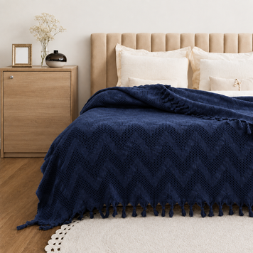 Фото Хлопковое покрывало-пике Zig Zag Dark Blue