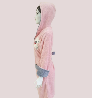 Фото Женский длинный махровый халат на молнии Welsoft Zeron Пудра