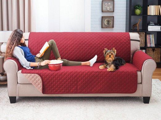 Фото  Накидка на диван с подушками Vintage Бордовая