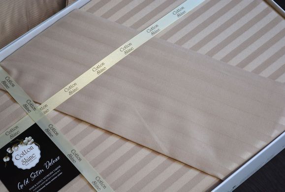 Фото Комплект постільної білизни Cotton Shine Stripe Satin Bej хм40034