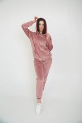 Фото Женский спортивный велюровый костюм на молнии с капюшоном Розовый 611