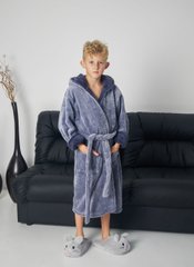 Фото Дитячий махровий халат для хлопчика з каптуром Welsoft Сірий 4000