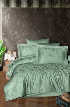 Фото Постільна білизна First Choice Сатин Жаккард 100% Бавовна Midas Crepe Green m018307