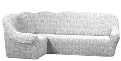 Фото Жакардовий чохол для кутового дивана + крісло Без Спідниці Turkey № 10 Сіро Молочний