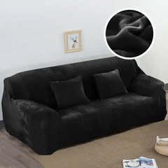 Фото Універсальний велюровий чорний чохол на двомісний диван