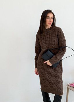 Фото Вязаное платье Оверсайз Оливия Шоколад Oversize