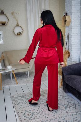 Фото Жіночий домашній костюм Велюр в рубчик Штани + Кофта на гудзиках Гранатовий 907