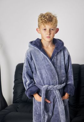 Фото Дитячий махровий халат для хлопчика з каптуром Welsoft Сірий 4000